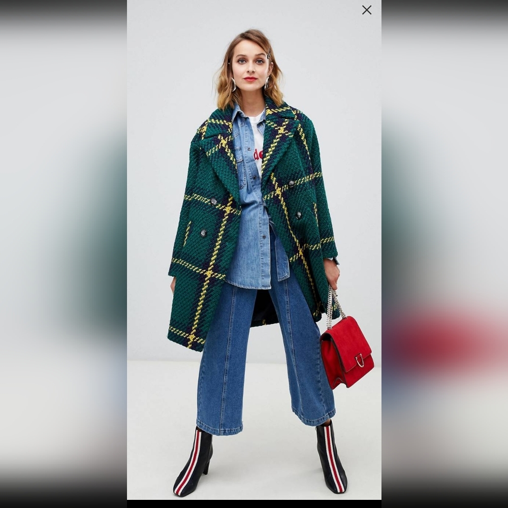 COPY - ASOS DESIGN double breasted check coat